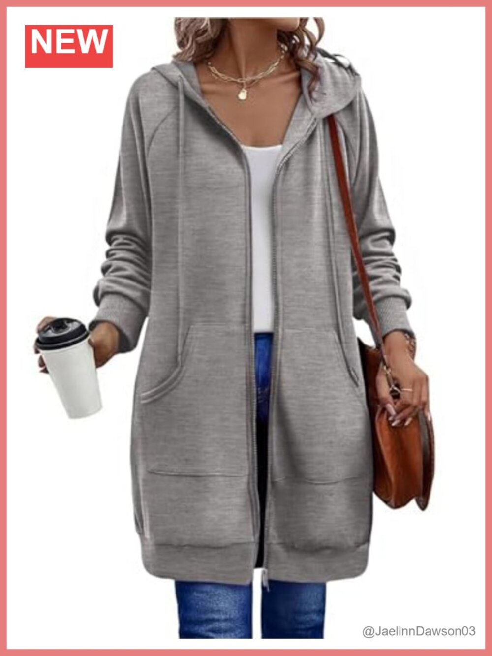 Women's Zip Up Hoodie Long Tunic Oversized Sweatshirt